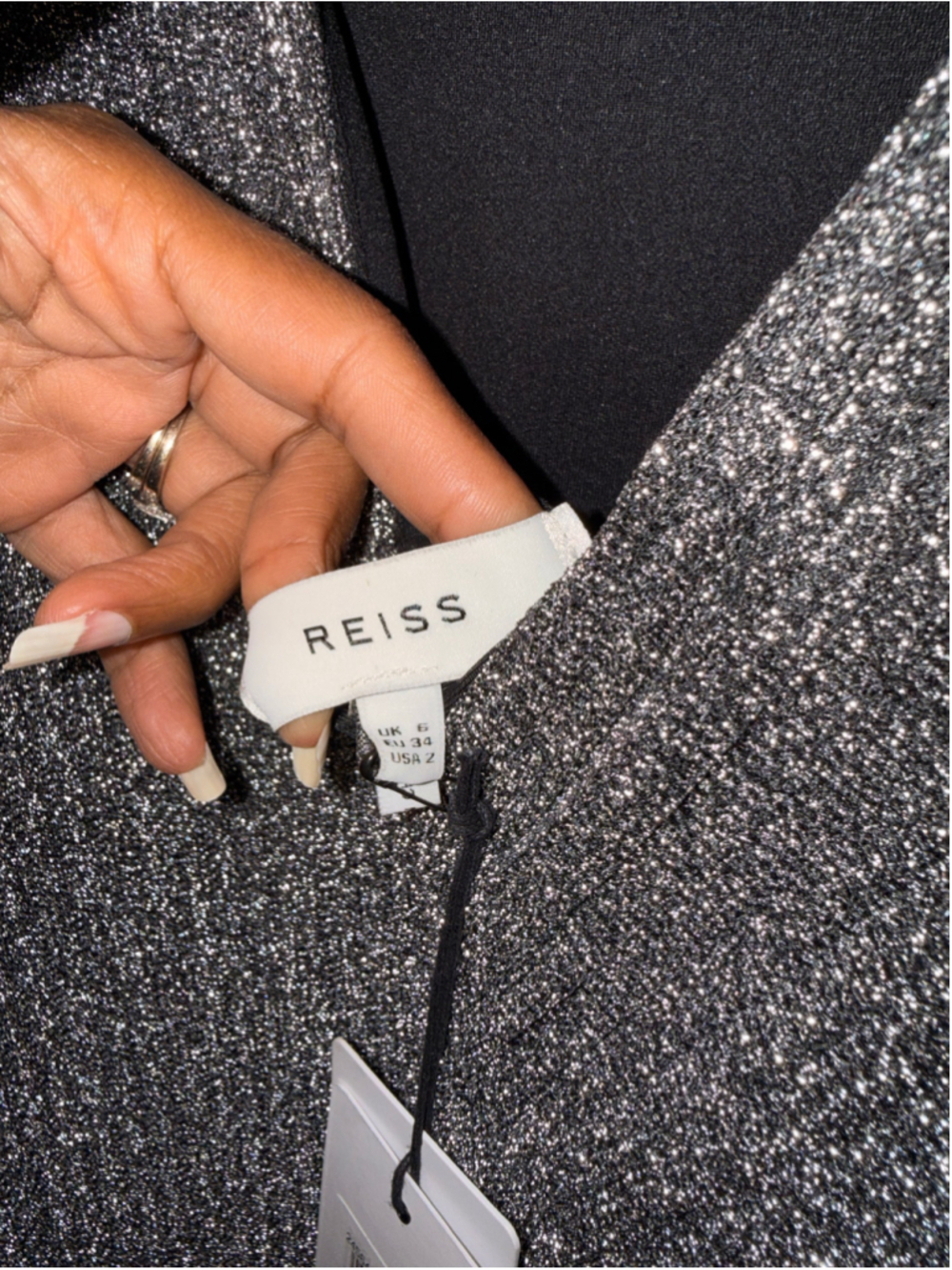 Women's Reiss Metallic Silver Mini Bodycon Dress Size 2 - Picture 5 of 6